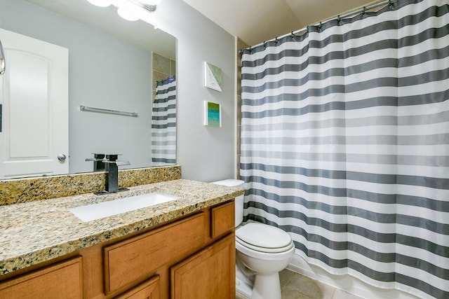 10219 Kentington Oak Dr, Humble, TX 77396 - full bath with vanity, tile patterned flooring, and a shower with shower curtain