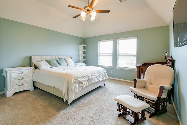 10219 Kentington Oak Dr, Humble, TX 77396 - bedroom featuring lofted ceiling, carpet floors, and a ceiling fan