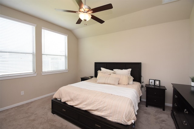 7011 Golden Groundsel Dr, Katy, TX 77493 - bedroom with light colored carpet, a ceiling fan, and lofted ceiling