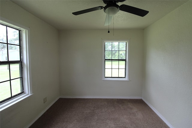 6615 Live Oak Dr, Freeport, TX 77541 - empty room with healthy amount of natural light, carpet floors, and a ceiling fan