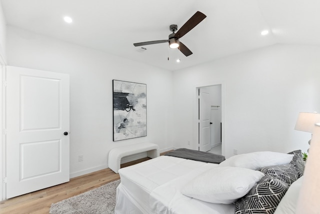 1311 E 35th St, Houston, TX 77022 - bedroom with light wood-type flooring, recessed lighting, and ceiling fan