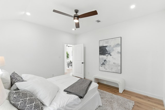 1311 E 35th St, Houston, TX 77022 - bedroom featuring recessed lighting, light wood-style flooring, and a ceiling fan