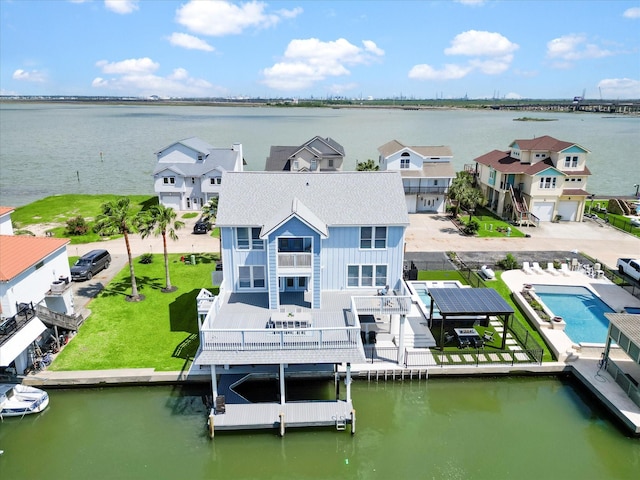 441 Jeanie Lynne Cir, Galveston, TX 77554 - aerial view of residential area featuring a large body of water