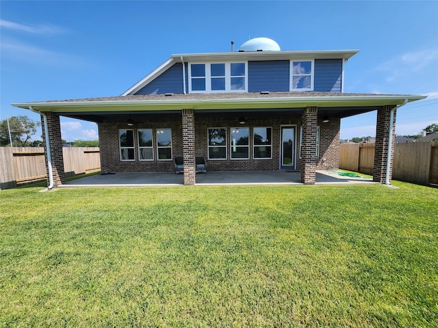 1606 Friendship Park Cir, Seabrook, TX 77586 - back of property featuring a patio, a fenced backyard, and brick siding