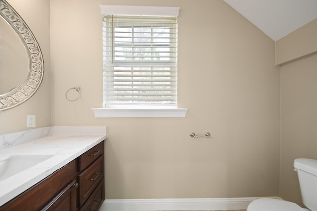 1148 Du Barry Ln, Houston, TX 77018 - half bath with vanity, healthy amount of natural light, and lofted ceiling
