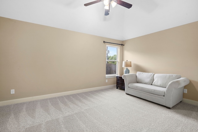10522 Ginger Gln, Missouri City, TX 77459 - sitting room with light colored carpet, ceiling fan, and vaulted ceiling