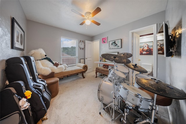 10135 Wayward Wind Ln, Houston, TX 77064 - bedroom with light carpet and a ceiling fan