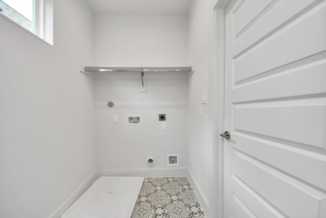 3003A Ventas Dr, Houston, TX 77047 - laundry room with electric dryer hookup, hookup for a washing machine, tile patterned floors, and gas dryer hookup