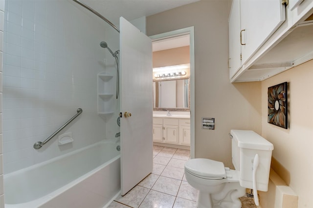 22619 Rockgate Dr, Spring, TX 77373 - full bath featuring tub / shower combination, vanity, and tile patterned flooring