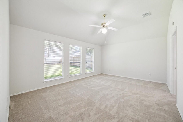 8211 Broken Timber Way, Houston, TX 77095 - unfurnished room with vaulted ceiling, light colored carpet, and a ceiling fan