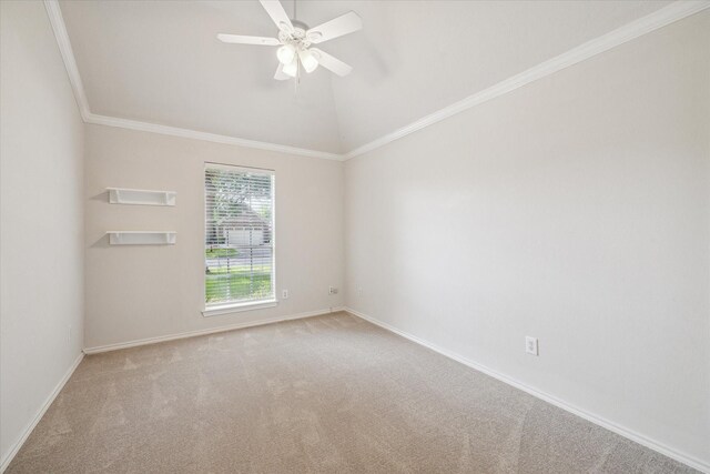 8211 Broken Timber Way, Houston, TX 77095 - spare room featuring carpet, a ceiling fan, crown molding, and vaulted ceiling