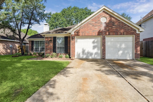 8211 Broken Timber Way, Houston, TX 77095 - view of front of home featuring brick siding, driveway, a garage, and a chimney