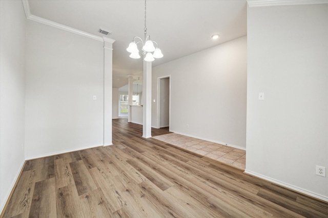 8211 Broken Timber Way, Houston, TX 77095 - empty room featuring a chandelier, wood finished floors, and recessed lighting