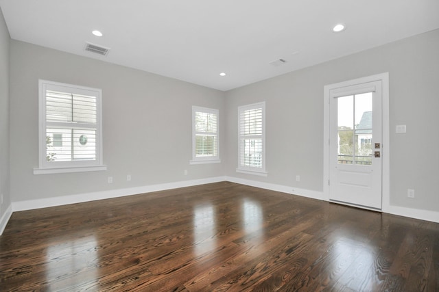 206 Green Blvd, Shenandoah, TX 77384 - unfurnished room with plenty of natural light, dark wood-style floors, and recessed lighting