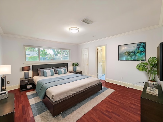 7123 Galleon Dr, Houston, TX 77036 - bedroom featuring ornamental molding and dark wood finished floors