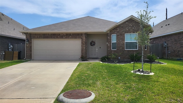 21319 Indigo Ruth Dr, Spring, TX 77379 - view of front facade with brick siding, a garage, driveway, and a shingled roof