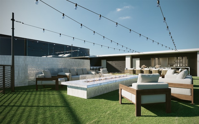 2520 Houston Ave Unit 701, Houston, TX 77009 - view of pool featuring an outdoor living space with a fire pit and a lawn
