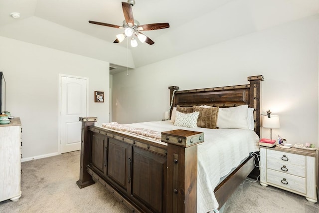 2337 Shalmar Dr, West Columbia, TX 77486 - bedroom featuring light carpet, ceiling fan, and lofted ceiling