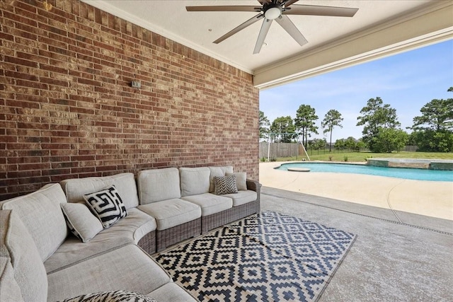 5219 Camp Creek Rd, Baytown, TX 77523 - view of patio / terrace featuring outdoor lounge area and ceiling fan