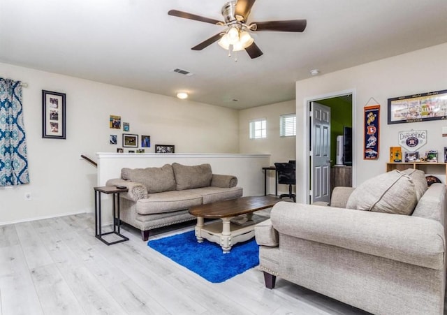 25706 Provender Pl, Katy, TX 77493 - living area with a ceiling fan and light wood-style floors