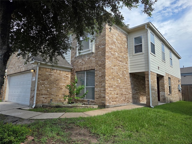 2703 Oakland Brook St, Houston, TX 77038 - view of side of property with brick siding, a garage, and a lawn