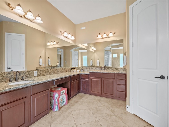 6922 Carolina Cherry Ln, Spring, TX 77389 - bathroom featuring double vanity and tile patterned floors