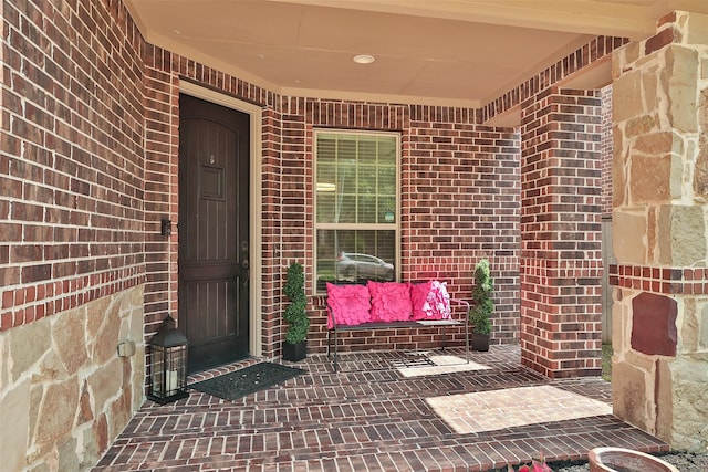 27619 Dalton Bluff Ct, Katy, TX 77494 - doorway to property with brick siding and covered porch