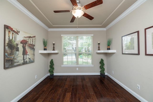 27619 Dalton Bluff Ct, Katy, TX 77494 - spare room with hardwood / wood-style floors, ceiling fan, and ornamental molding
