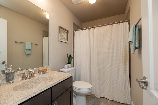 27619 Dalton Bluff Ct, Katy, TX 77494 - full bathroom with vanity, tile patterned floors, and a shower with curtain