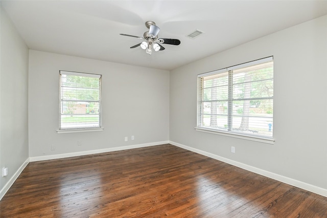 4502 Sanford Rd, Houston, TX 77035 - unfurnished room featuring dark wood-style floors and a ceiling fan