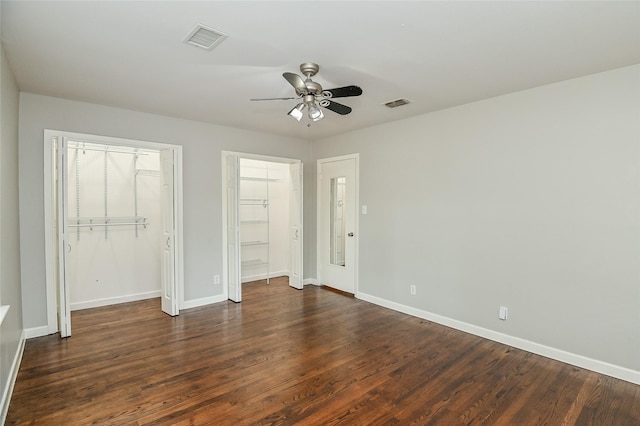 4502 Sanford Rd, Houston, TX 77035 - unfurnished bedroom with dark wood finished floors and ceiling fan