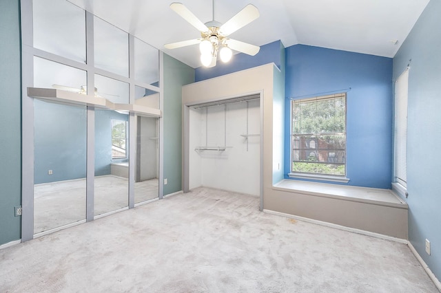 16160 Seahorse Dr, Houston, TX 77062 - unfurnished bedroom with carpet, lofted ceiling, multiple closets, and a ceiling fan