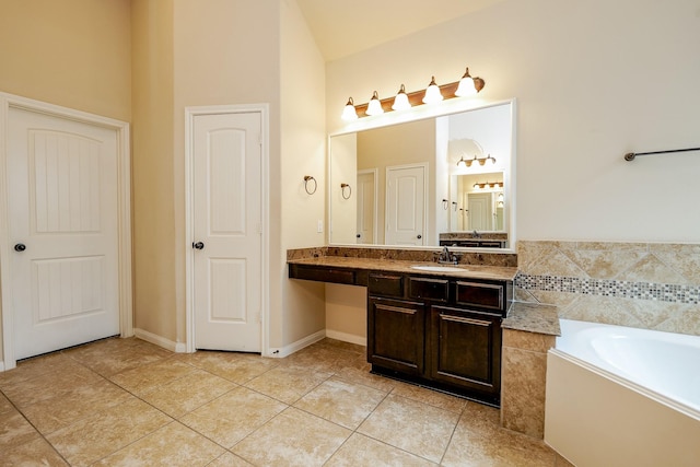 9335 Mystic Falls Ln, Humble, TX 77396 - full bath with a bath, tile patterned flooring, and vanity