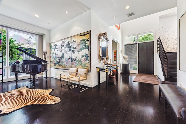 2409 Maconda Ln, Houston, TX 77027 - foyer entrance with wood finished floors, stairway, and recessed lighting