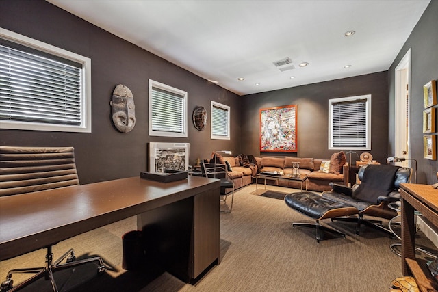 2409 Maconda Ln, Houston, TX 77027 - home office featuring carpet flooring and recessed lighting