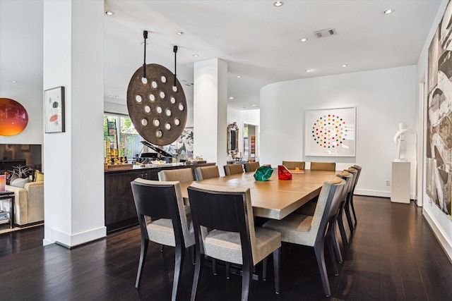 2409 Maconda Ln, Houston, TX 77027 - dining space with dark wood-style flooring and recessed lighting