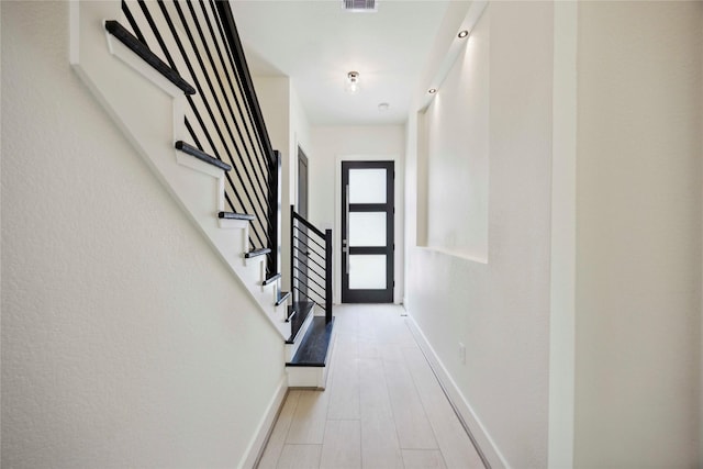 7906 Brandon St, Houston, TX 77051 - entryway featuring stairway and light wood-type flooring