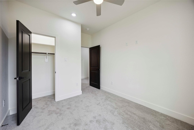 7906 Brandon St, Houston, TX 77051 - unfurnished bedroom featuring light colored carpet, recessed lighting, ceiling fan, and a closet