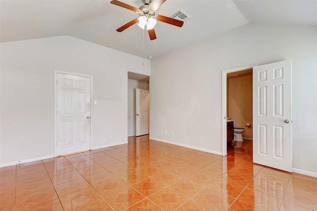 14006 Marners Ct, Houston, TX 77014 - spare room with lofted ceiling, a ceiling fan, and light tile patterned floors