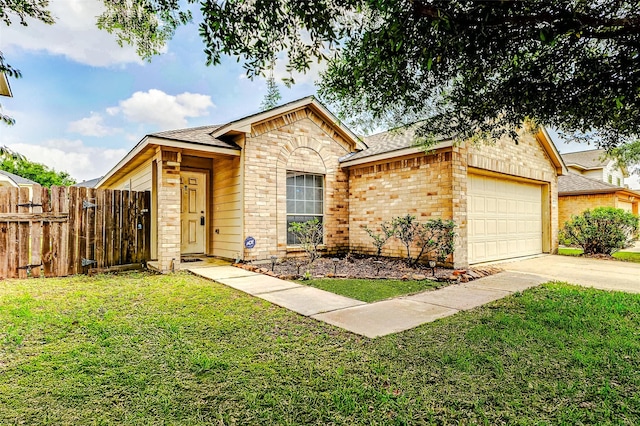 14006 Marners Ct, Houston, TX 77014 - ranch-style house with a garage, driveway, brick siding, and roof with shingles