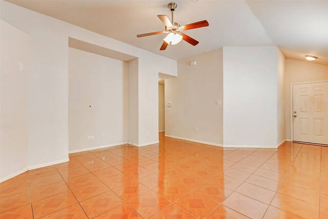14006 Marners Ct, Houston, TX 77014 - unfurnished room featuring light tile patterned floors, a ceiling fan, and lofted ceiling