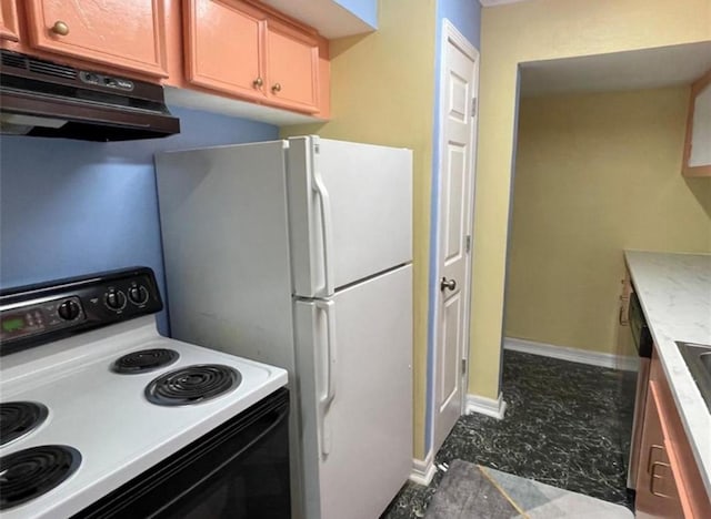 5617 Bissonnet St Unit 104, Houston, TX 77081 - kitchen featuring white appliances, ventilation hood, and light countertops