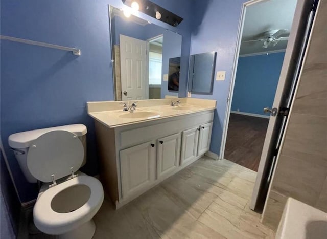 5617 Bissonnet St Unit 104, Houston, TX 77081 - full bathroom featuring double vanity and ceiling fan