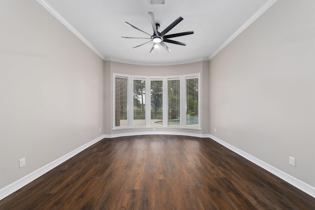 18 Sullivans Ct, Missouri City, TX 77459 - empty room with ornamental molding, dark wood-type flooring, and ceiling fan
