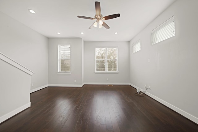 703 Schwartz St, Houston, TX 77020 - empty room featuring healthy amount of natural light, ceiling fan, hardwood / wood-style floors, and recessed lighting