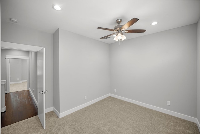 703 Schwartz St, Houston, TX 77020 - spare room with ceiling fan, a smoke detector, carpet floors, and recessed lighting