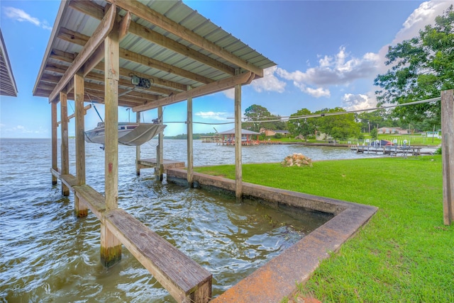 440 Lakeview Drive Loop, Coldspring, TX 77331 - dock area featuring a yard, a water view, and boat lift