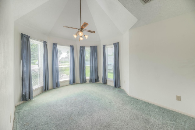 440 Lakeview Drive Loop, Coldspring, TX 77331 - unfurnished room featuring carpet, ceiling fan, and lofted ceiling