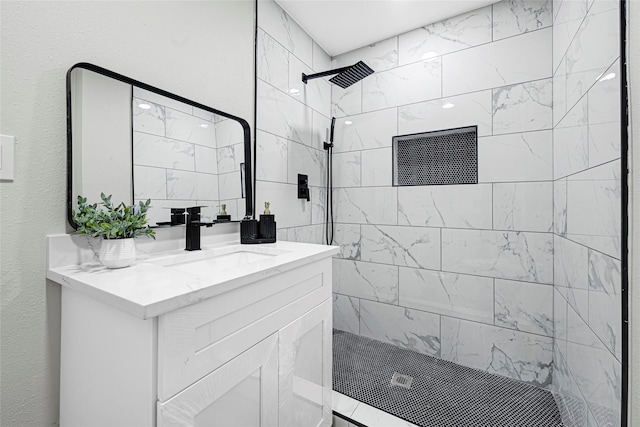 5854 Schevers St, Houston, TX 77033 - bathroom with vanity and tiled shower