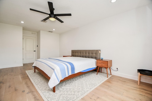 2826 Durban Dr, Houston, TX 77043 - bedroom featuring wood finished floors, recessed lighting, and a ceiling fan